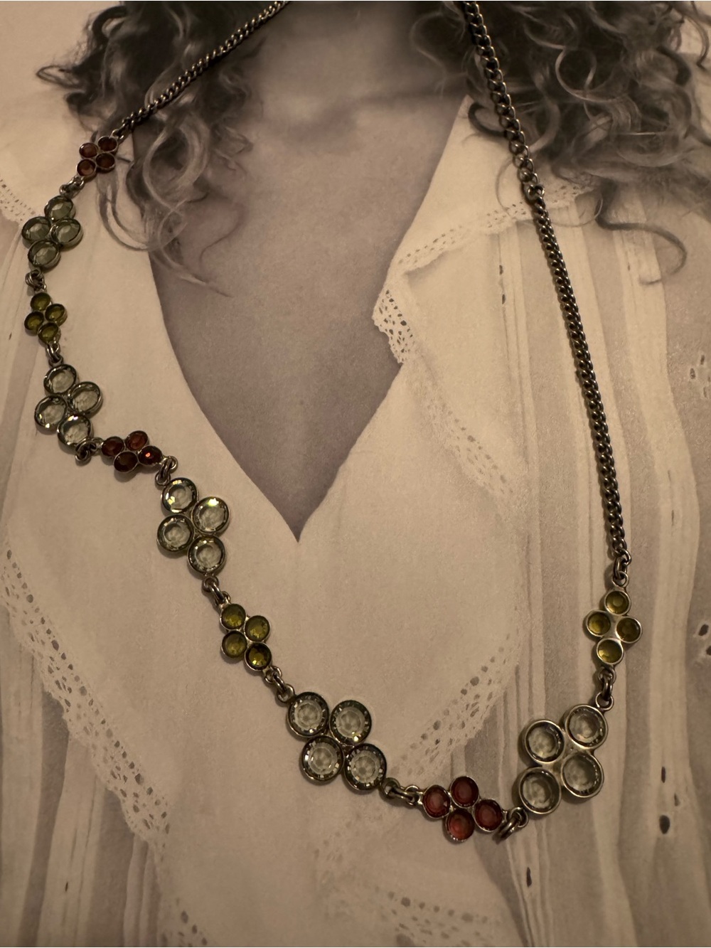 Sorrelli Multi-Color Crystal Floral Cluster Necklace - Picture 3 of 3